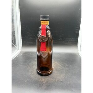Vintage Kahlua Mexico Amber Glass Bottle Red Ribbon Faux Wax Seal Collectible